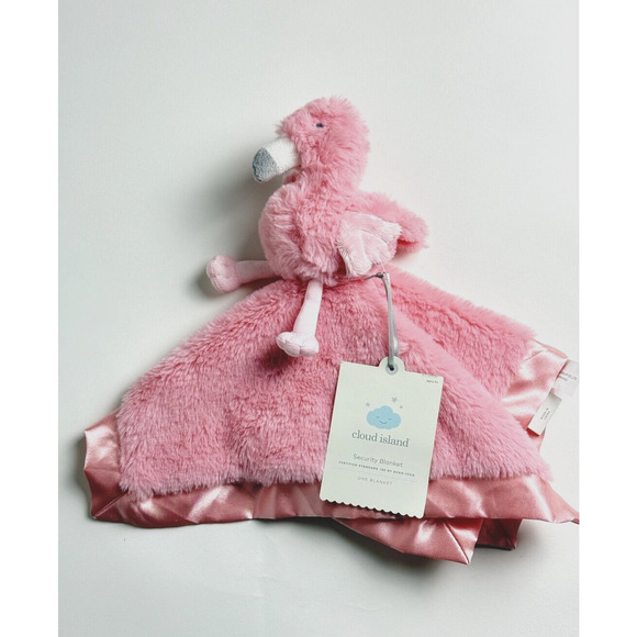 NEW Cloud Island Pink Flamingo Security Blanket Stuffed Animal Lovey Baby Shower - Picture 1 of 7